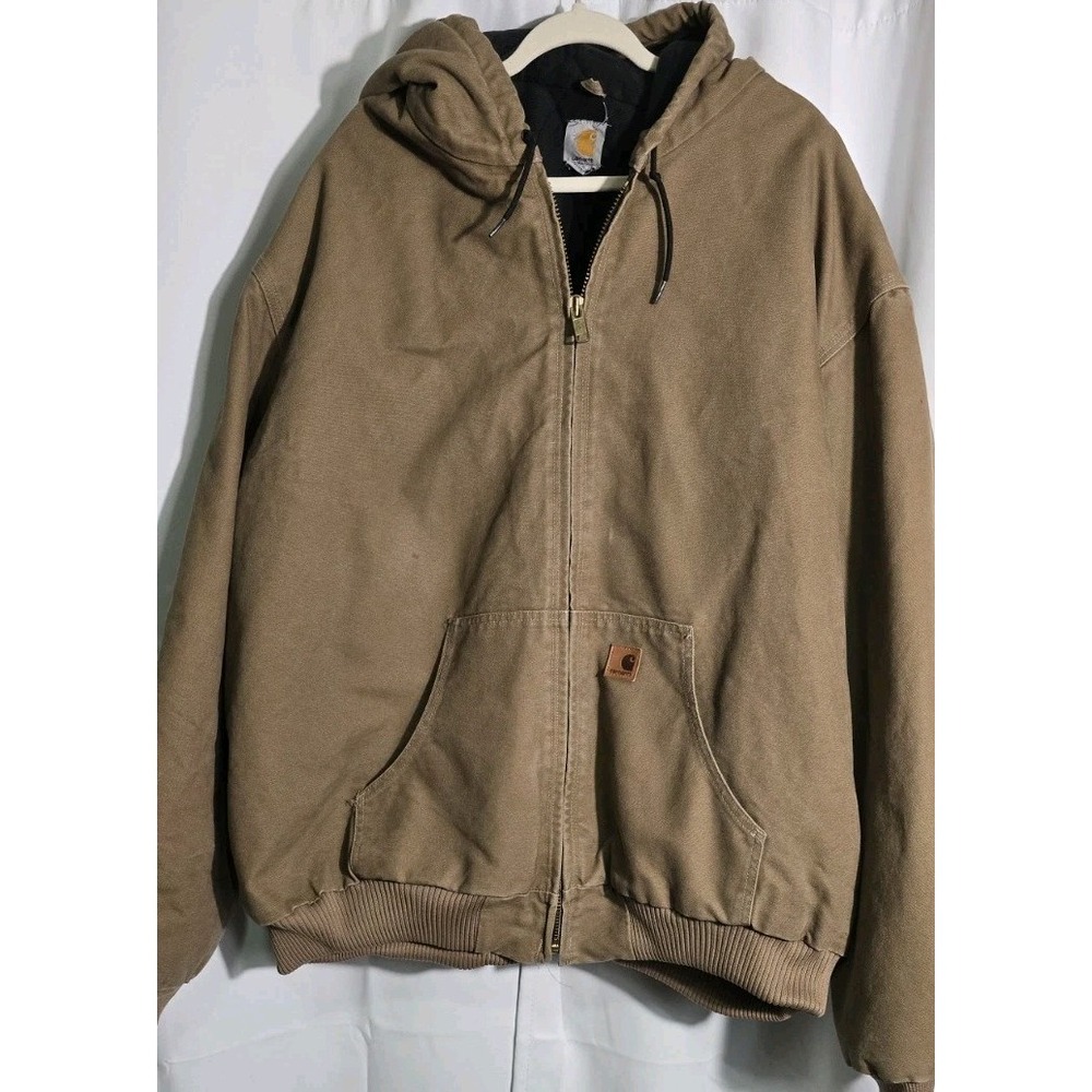 Carhartt J130 Brown Hooded Insulated Jacket‎ Men's Sz 4XL Tall Minor Flaw